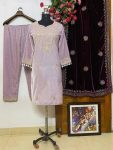 TRENDING VELVET ZARI EMBROIDERY WORK TOP BOTTOM WITH DUPATTA PARTY WEAR WHOLESALE PRICE ETHNIC GARMENT (1)