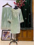 TRENDING VELVET ZARI EMBROIDERY WORK TOP BOTTOM WITH DUPATTA PARTY WEAR WHOLESALE PRICE ETHNIC GARMENT (5)