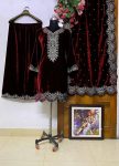 TRENDING VELVET ZARI EMBROIDERY WORK TOP PALAZZO WITH DUPATTA PARTY WEAR WHOLESALE PRICE ETHNIC GARMENT (1)