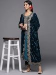 TRENDING VELVET ZARI EMBROIDERY WORK TOP PALAZZO WITH DUPATTA PARTY WEAR WHOLESALE PRICE ETHNIC GARMENT (3)