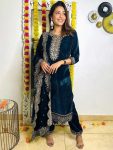 TRENDING VELVET ZARI EMBROIDERY WORK TOP PALAZZO WITH DUPATTA PARTY WEAR WHOLESALE PRICE ETHNIC GARMENT (3)