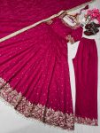 TRENDING VICHITRA SILK EMBROIDERY SEQUENCE WORK GOWN BOTTOM WITH DUPATTA PARTY WEAR WHOLESALE PRICE ETHNIC GARMENT (2)