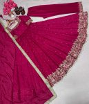 TRENDING VICHITRA SILK EMBROIDERY SEQUENCE WORK GOWN BOTTOM WITH DUPATTA PARTY WEAR WHOLESALE PRICE ETHNIC GARMENT (2)
