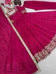 TRENDING VICHITRA SILK EMBROIDERY SEQUENCE WORK GOWN BOTTOM WITH DUPATTA PARTY WEAR WHOLESALE PRICE ETHNIC GARMENT (2)