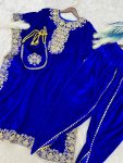 TRENDING VISCOSE VELVET EMBROIDERY BORDER WORK KAFTAN WITH DHOTI AND BATWA PARTY WEAR WHOLESALE PRICE ETHNIC GARMENT (4)