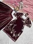 TRENDING VISCOSE VELVET EMBROIDERY SEQUENCE NEEDLE WORK TOP PALAZZO WITH DUPATTA PARTY WEAR WHOLESALE PRICE ETHNIC GARMENT (4)