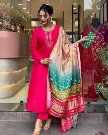 TRENDING CHINON ZARI AND THREAD WITH SEQUENCE  WORK TOP BOTTOM WITH DUPATTA RANI