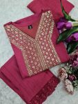 VISCOSE CHANDERI SEQUENCE CODING EMBROIDERY WORK TOP BOTTOM WITH DUPATTA FESTIVE WEAR WHOLESALE PRICE ETHNIC GARMENT (8)