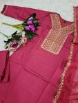 VISCOSE CHANDERI SEQUENCE CODING EMBROIDERY WORK TOP BOTTOM WITH DUPATTA FESTIVE WEAR WHOLESALE PRICE ETHNIC GARMENT (8)