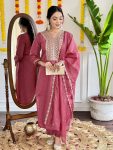 VISCOSE CHANDERI SEQUENCE CODING EMBROIDERY WORK TOP BOTTOM WITH DUPATTA FESTIVE WEAR WHOLESALE PRICE ETHNIC GARMENT (8)