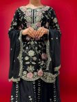 1DESIGNER CHINON EMBROIDERY SEQUENCE THREAD WORK TOP PALAZZO WITH DUPATTA FESTIVE WEAR WHOLESALE PRICE ETHNIC GARMENT (20)
