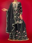 1DESIGNER CHINON EMBROIDERY SEQUENCE THREAD WORK TOP PALAZZO WITH DUPATTA FESTIVE WEAR WHOLESALE PRICE ETHNIC GARMENT (20)