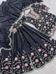 1DESIGNER CHINON EMBROIDERY SEQUENCE THREAD WORK TOP PALAZZO WITH DUPATTA FESTIVE WEAR WHOLESALE PRICE ETHNIC GARMENT (20)
