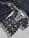 1DESIGNER CHINON EMBROIDERY SEQUENCE THREAD WORK TOP PALAZZO WITH DUPATTA FESTIVE WEAR WHOLESALE PRICE ETHNIC GARMENT (20)