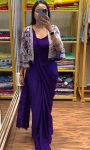 1DESIGNER CHINON PLAIN READY TO WEAR SAREE WITH STITCHED BLOUSE AND EMBROIDERY WITH FANCY LACE WORK KOTI PARTY WEAR WHOLESALE PRICE ETHNIC GARMENT (19)