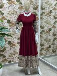 1DESIGNER GEORGETTE EMBROIDERY SEQUENCE DESIGN WORK GOWN BOTTOM WITH DUPATTA FESTIVE WEAR WHOLESALE PRICE ETHNIC GARMENT (19)