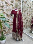 1DESIGNER GEORGETTE EMBROIDERY SEQUENCE DESIGN WORK GOWN BOTTOM WITH DUPATTA FESTIVE WEAR WHOLESALE PRICE ETHNIC GARMENT (19)