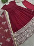 1DESIGNER GEORGETTE EMBROIDERY SEQUENCE DESIGN WORK GOWN BOTTOM WITH DUPATTA FESTIVE WEAR WHOLESALE PRICE ETHNIC GARMENT (19)