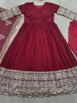 1DESIGNER GEORGETTE EMBROIDERY SEQUENCE DESIGN WORK GOWN BOTTOM WITH DUPATTA FESTIVE WEAR WHOLESALE PRICE ETHNIC GARMENT (19)