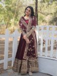 1DESIGNER GEORGETTE EMBROIDERY SEQUENCE DESIGN WORK GOWN BOTTOM WITH DUPATTA FESTIVE WEAR WHOLESALE PRICE ETHNIC GARMENT (19)