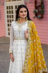 1DESIGNER GEORGETTE EMBROIDERY SEQUENCE WITH FANCY LATKAN BORDER LACE WORK GOWN BOTTOM WITH DUPATTA FESTIVE WEAR WHOLESALE PRICE ETHNIC GARMENT (12)