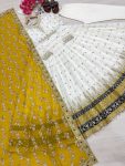 1DESIGNER GEORGETTE EMBROIDERY SEQUENCE WITH FANCY LATKAN BORDER LACE WORK GOWN BOTTOM WITH DUPATTA FESTIVE WEAR WHOLESALE PRICE ETHNIC GARMENT (12)