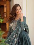 1DESIGNER GEORGETTE EMBROIDERY SEQUENCE WORK GOWN WITH DUPATTA FESTIVE WEAR WHOLESALE PRICE ETHIC GARMENT (8)