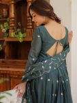 1DESIGNER GEORGETTE EMBROIDERY SEQUENCE WORK GOWN WITH DUPATTA FESTIVE WEAR WHOLESALE PRICE ETHIC GARMENT (8)