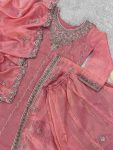 1DESIGNER GOLD CRUSH EMBROIDERY SEQUENCE THREAD AND READY MADE LACE WORK TOP PALAZZO WITH DUPATTA FESTIVE WEAR WHOLESALE PRICE ETHNIC GARMENT (4)