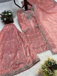 1DESIGNER GOLD CRUSH EMBROIDERY SEQUENCE THREAD AND READY MADE LACE WORK TOP PALAZZO WITH DUPATTA FESTIVE WEAR WHOLESALE PRICE ETHNIC GARMENT (4)