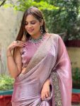 1DESIGNER JIMMY CHOO EMBROIDERY WORK WITH CUT WORK BORDER AND DIAMOND WORK SAREE WITH UNSTITCHED BLOUSE PARTY WEAR WHOLESALE PRICE ETHNIC GARMENT (13)