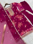 1DESIGNER ORGANZA DIGITAL PRINTED EMBROIDERY CODING SEQUENCE WORK TOP BOTTOM WITH DUPATTA FESTIVE WEAR WHOLESALE PRICE ETHNIC GARMENT (19)