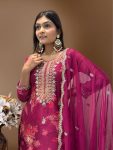 1DESIGNER ORGANZA DIGITAL PRINTED EMBROIDERY CODING SEQUENCE WORK TOP BOTTOM WITH DUPATTA FESTIVE WEAR WHOLESALE PRICE ETHNIC GARMENT (19)