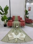 1DESIGNER TWILL NET THREAD SEQUENCE WORK SAREE WITH STITCHED BLOUSE PARTY WEAR WHOLEASLE PRICE ETHNIC GARMENT (19)