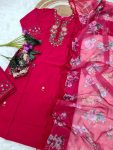 1DESIGNER VISCOSE CHANDERI SEQUENCE EMBROIDERY WORK TOP BOTTOM WITH DUPATTA FESTIVE WEAR WHOLESALE PRICE ETHNIC GARMENT (4)