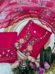 1DESIGNER VISCOSE CHANDERI SEQUENCE EMBROIDERY WORK TOP BOTTOM WITH DUPATTA FESTIVE WEAR WHOLESALE PRICE ETHNIC GARMENT (4)