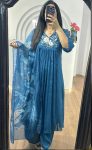 FABCY VICHITRA SILK HAND WORK A LINE GOWN PALAZZO WITH DUPATTA RAMA