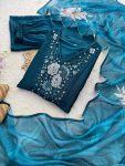 1FABCY VICHITRA SILK HAND WORK A LINE GOWN PALAZZO WITH DUPATTA FESTIVE WEAR WHOLESALE PRICE ETHNIC GARMENT (2)