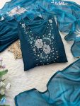 1FABCY VICHITRA SILK HAND WORK A LINE GOWN PALAZZO WITH DUPATTA FESTIVE WEAR WHOLESALE PRICE ETHNIC GARMENT (2)