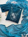 1FABCY VICHITRA SILK HAND WORK A LINE GOWN PALAZZO WITH DUPATTA FESTIVE WEAR WHOLESALE PRICE ETHNIC GARMENT (2)