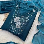 1FABCY VICHITRA SILK HAND WORK A LINE GOWN PALAZZO WITH DUPATTA FESTIVE WEAR WHOLESALE PRICE ETHNIC GARMENT (2)