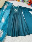 1FABCY VICHITRA SILK HAND WORK A LINE GOWN PALAZZO WITH DUPATTA FESTIVE WEAR WHOLESALE PRICE ETHNIC GARMENT (2)