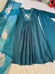 1FABCY VICHITRA SILK HAND WORK A LINE GOWN PALAZZO WITH DUPATTA FESTIVE WEAR WHOLESALE PRICE ETHNIC GARMENT (2)