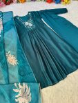1FABCY VICHITRA SILK HAND WORK A LINE GOWN PALAZZO WITH DUPATTA FESTIVE WEAR WHOLESALE PRICE ETHNIC GARMENT (2)