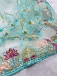 1FANCY BUTTERFLY NET EMBROIDERY MULTI THREAD CHAIN STITCH WORK SAREE WITH UNSTITCHED BLOUSE PARTY WEAR WHOLESALE PRICE ETHNIC GARMENT (32)