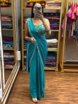 1FANCY CHINON EMBROIDERY LACE BORDER WORK READY TO WEAR SAREE WITH STITCHED BLOUSE PARTY WEAR WHOLESALE PRICE ETHNIC GARMENT (13)