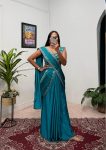 1FANCY CHINON EMBROIDERY LACE BORDER WORK READY TO WEAR SAREE WITH STITCHED BLOUSE PARTY WEAR WHOLESALE PRICE ETHNIC GARMENT (13)
