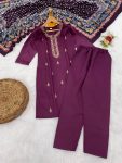 1FANCY COTTON BLEND EMBROIDERY WORK TOP BOTTOM WITH DUPATTA FESTIVE WEAR WHOLESALE PRICE ETHNIC GARMENT (7)