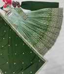 1FANCY DUAL TONE CHINON SILK EMBROIDERY SEQUENCE WORK GOWN BOTTOM WITH DUPATTA FESTIVE WEAR WHOLESALE PRICE ETHNIC GARMENT (17)