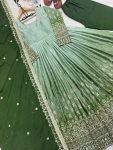 1FANCY DUAL TONE CHINON SILK EMBROIDERY SEQUENCE WORK GOWN BOTTOM WITH DUPATTA FESTIVE WEAR WHOLESALE PRICE ETHNIC GARMENT (17)